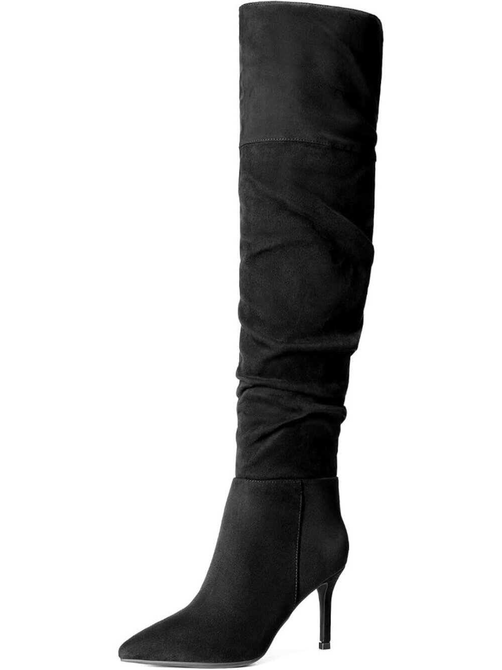 DREAM PAIRS Women's Black-Suede Over the Knee Thigh High Tall Boots Pointed Toe